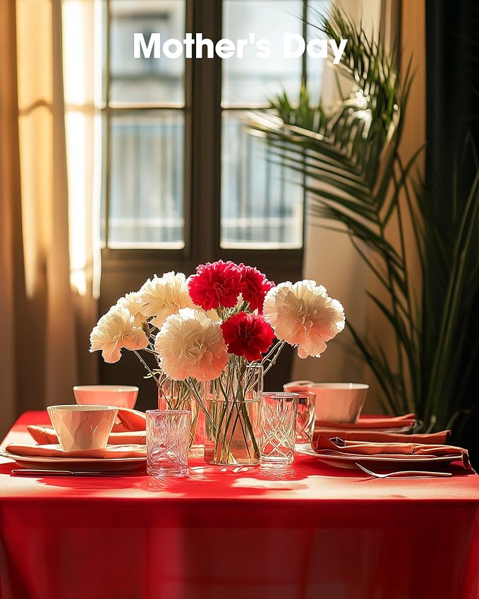 Pureegg Plastic Table Cloth Disposable 3 Pack, 54x108 Inch Rectangular Table Cloth, Leakproof Table Cover for Parties, Picnic, Weddings, Valentines Day, Thanksgiving, Christmas Decorations, Red