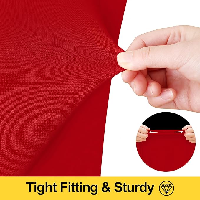Smiry Spandex Tablecloth 2 Pack, Elastic Fitted Stretch Tablecloth for 8FT Rectangle Tables, Waterproof Washable Table Cover Skirt for Outdoor, Wedding, Banquet & Parties (Red, 96Lx30Wx30H Inch)
