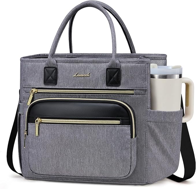 LOVEVOOK Insulated Lunch Bag Women,Wide Opening Adult Lunch Box Women with Cup Holder,Large Leakproof Cooler Bag for Work Picnic Beach Family College Mom,Lunch Teacher Breast Pump Diaper Tote Bag