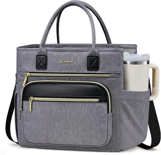 LOVEVOOK Insulated Lunch Bag Women,Wide Opening Adult Lunch Box Women with Cup Holder,Large Leakproof Cooler Bag for Work Picnic Beach Family College Mom,Lunch Teacher Breast Pump Diaper Tote Bag