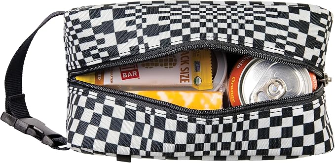 PackIt Freezable Snack Box, Checked Out, Built with EcoFreeze Technology, Collapsible, Reusable, Zip Closure with Buckle Handle, Designed For Work Snacks, Fresh Snacks On the Go, Adults, and All Ages