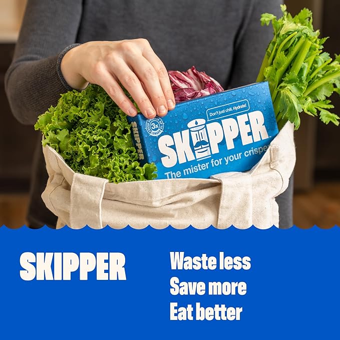 Skipper Fridge Hydration Pack | Keeps Vegetables, Produce & Herbs Fresh 3X Longer | Releases Purified Water Vapor | Compact Easy-to-Use Crisper Drawer Pack | All-Natural Ingredients | Made in the USA
