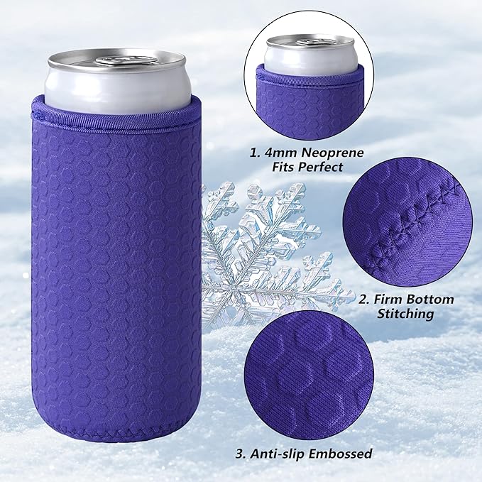 5 Pcs Insulated Slim Can Sleeve, Reusable Skinny Tall Can Cooler Sleeves, Non-slip Neoprene Beer Bottle Cover Holder for 12oz Slim Can Soda and Beer (Colorful2)