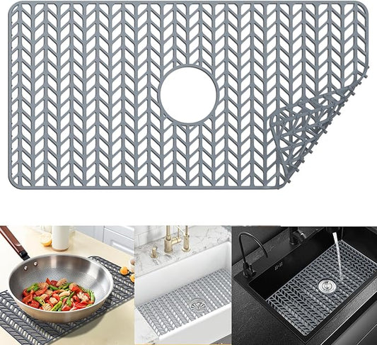 Sink Protectors for Kitchen Sink 12" 13" 16" 18" 19" 24" 26" 28" 29" 30",Silicone Kitchen Sink mats Protector for Bottom of Farmhouse(29.7"x15.5" Center)