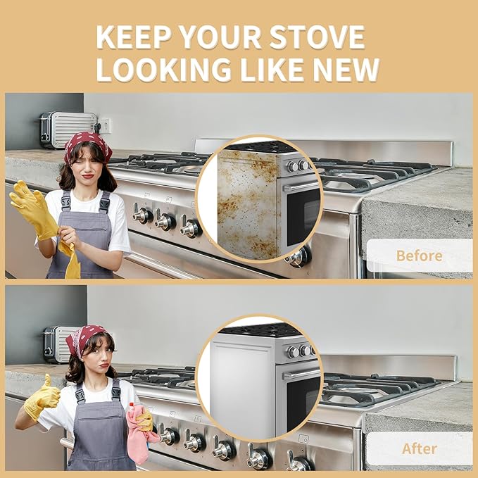 Stove Gap Covers 316 Thick Stainless Steel,2 Pack 23.2" Fixed Stove Gap Filler,Heat Resistant Stove Gap Guards,Between Stove and Counter Slide In Range Trim Kit for Kitchen,Upgrade Silver