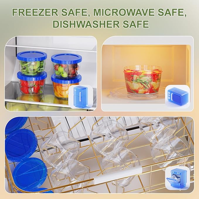 6 Pack-17oz Reusable Freezer Storage Containers, [STURDIER and MORE DURABLE] Airtight Plastic Food Storage Containers with Twist Top Lids, |BPA Free| Stackable | Leakproof| Microwave/Dishwasher Safe
