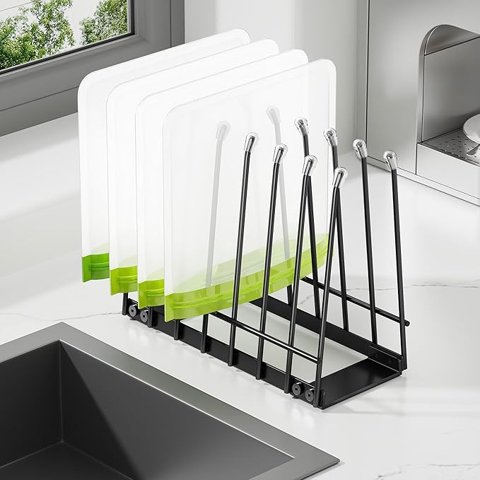 Plastic Bag Drying Rack, Metal Reusable Silicone Ziplock Bag & Bottle Drying Stand, Lerine Drying Rack Kitchen Organizer, Black