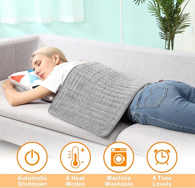 33"x17" Electric Heating pad for Back Neck Shoulder Knee Arms Legs- Electric Heat Pads with 6 Heat Settings & Auto Shut Off &Dry/Moist Heat Heating Pad for Birthday Mother Father Gril Men Women