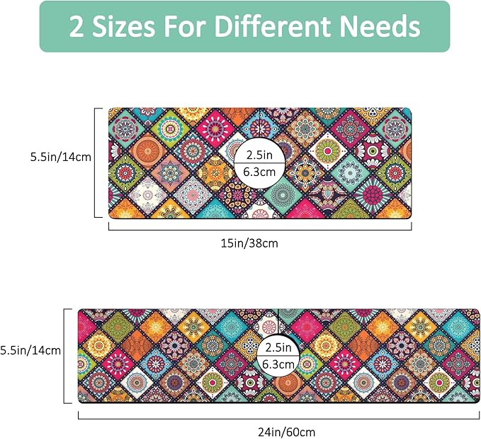 2 Pack Kitchen Sink Splash Guard Faucet Mat 24" X 5.5" Mandala Absorbent Fast Drying Mat Faucet Draining Mat Sink Splash Guard Behind Faucet Drip Catcher for Kitchen Bathroom