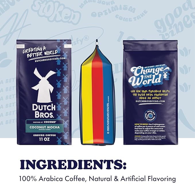Dutch Bros® Coconut Mocha Ground Flavored Coffee Inspired by Cocomo®, Bagged 11oz (Pack of 3)