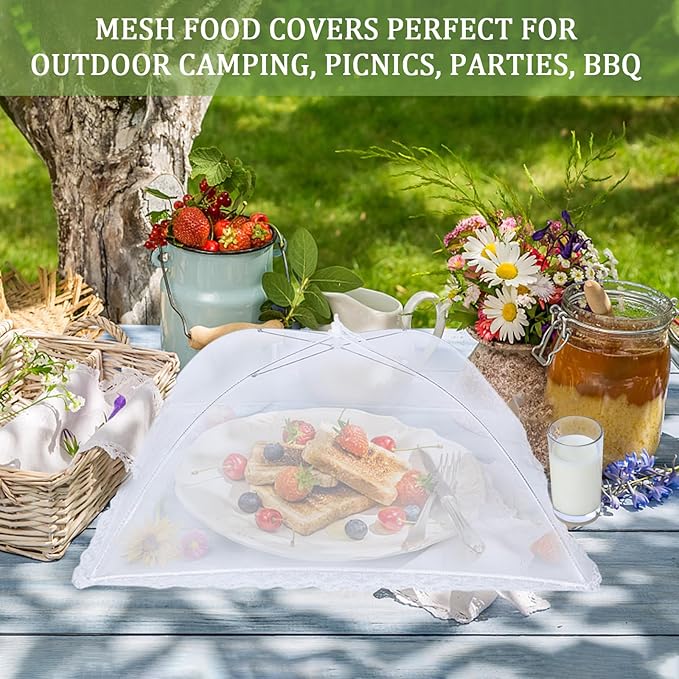 9 Pack Food Covers for Outdoors Include 1 Extra Large (40"X 24") & 8 Standard (17"X 17") Food Tents Mesh Food Covers for Outside