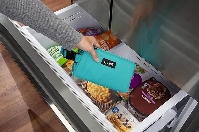 PackIt Freezable Small Insulated Snack Box, Teal, with EcoFreeze Technology (Built-in Ice Pack), Mini Cooler or Small Lunch Bag, For Fresh Snacks On the Go, for Work, Gym, or Travel