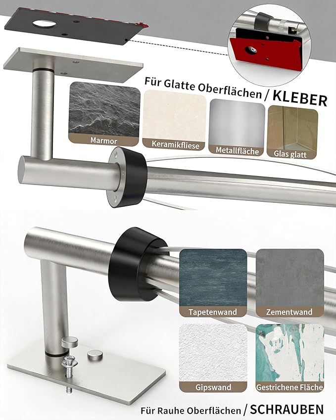 Paper Towel Holder Under Cabinet, Self Adhesive or Wall Mount Hanging Paper Towel Holder with Damping Effect, Single Hand Operable, Stainless Steel for Kitchen Bathroom (Silver)