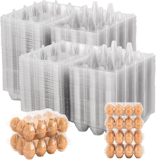 180 Pack Clear Plastic Egg Cartons, Reusable Stackable Egg Containers for Farm, Market & Fridge Storage, 3×4 Grid
