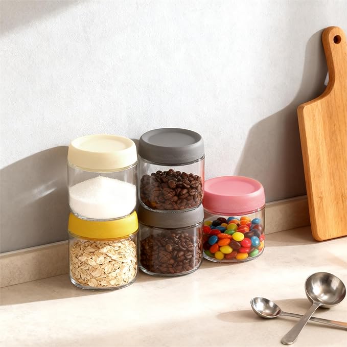 10 oz 4Pack Glass Overnight Oats Jars Containers with Airtight Leakproof Lids, Reusable Mason Jars for Meal Prep, Yogurt Parfaits, Smoothies, Salads & Healthy Breakfasts (10 OZ-4-2)