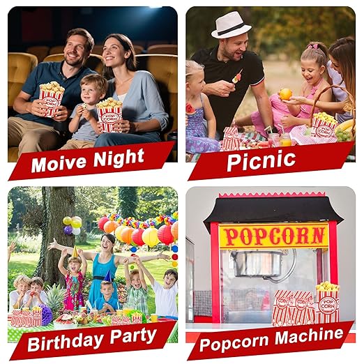 Homrelaxy 800 Pcs Paper Popcorn Bags, 1 oz Popcorn Bags Individual Servings, Bulk Pop Corn Sleeves for Pop Corn Machine, Movie Night, Cinema, Carnival, Party, Concessions