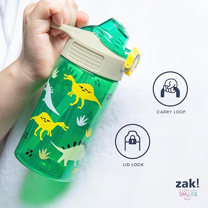 Zak Designs Marvel Spider-Man Sage Water Bottle For School or Travel, 25oz Durable Plastic Water Bottle With Straw, Handle, and Leak-Proof, Pop-Up Spout Cover (Miles Morales)