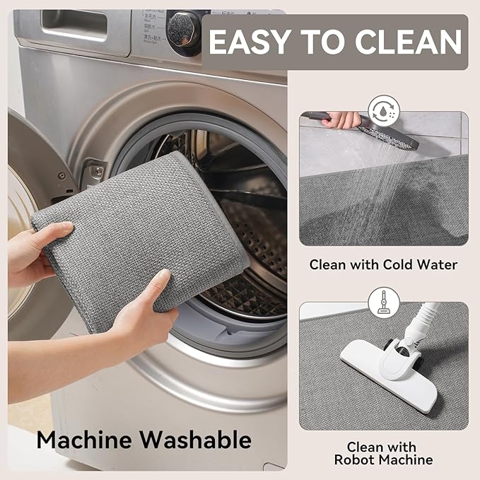 Kitchen Rugs Mat Non Slip Washable, Linen-Look 0.3" Thick Soft Cushioned Absorbent Kitchen Mats for Floor, Mild Anti-Fatigue Runner Rug Sink Mat Laundry Standing Mats, Easy Clean, Gray 17"x30"