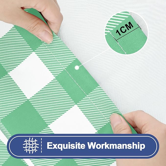 Smiry Picnic Table Cloth 2 Pack, Waterproof Elastic Fitted Tablecloths for 4FT Rectangle Tables, Washable Polyester Buffalo Plaid Tablecloth for Camping & Outdoor (Sage Green & White, 30" x 48")