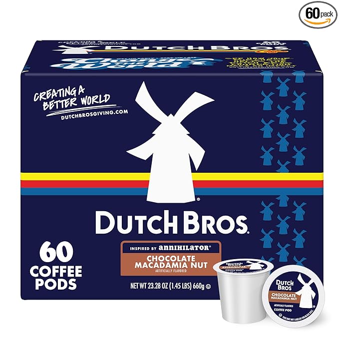 Dutch Bros Chocolate Macadamia Nut Flavored Coffee inspired by Annihilator®, 60 Count, Medium Roast, Single Serve Coffee Pods for Keurig K-Cup Brewers