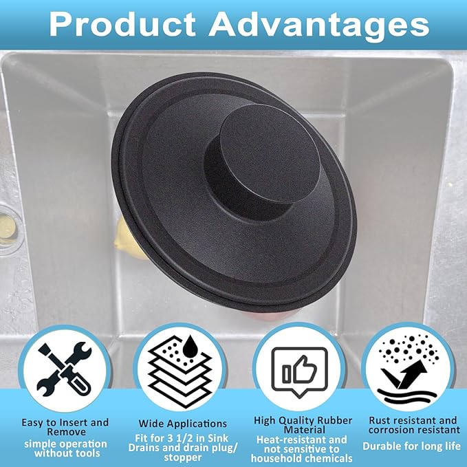 Sink Stopper for InSink-Erator STP-PL Garbage Disposal, Exact Replacement Stopper Drain Compatible with Standard 3-1/2" Drains, Sink Drain Stopper for Kohler, Waste King