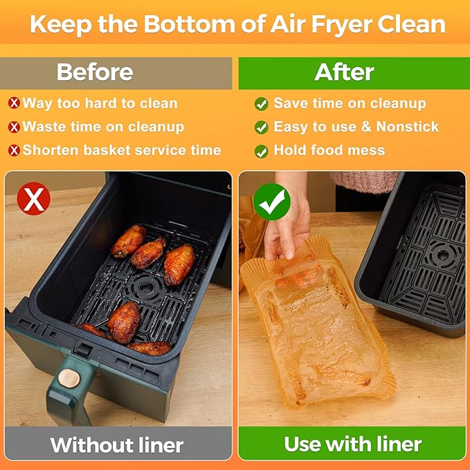 305 Pcs Air Fryer Liners Disposable for Ninja DZ201, Rectangle Air Fryer Liners Air Fryer Accessories, Dual Baskets Air Fryer Parchment Paper Sheets by CTIZNE
