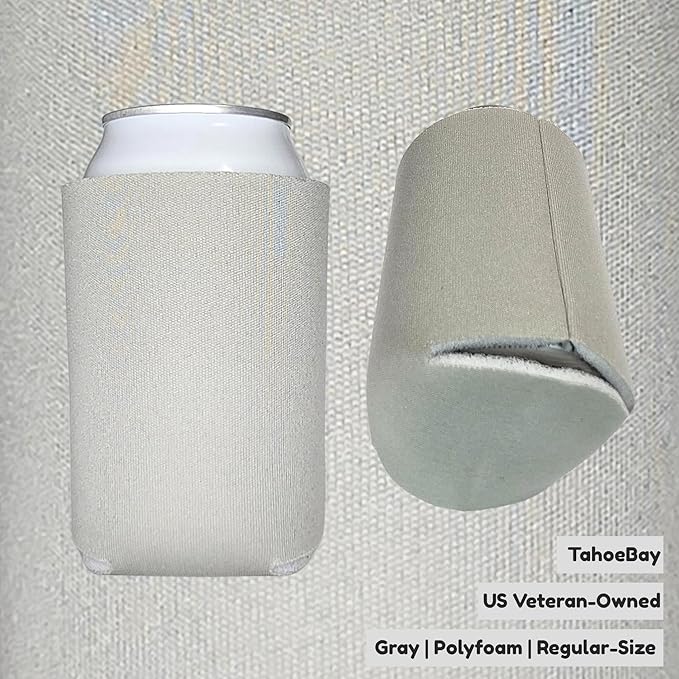 TahoeBay Bulk Blank Beer Can Cooler Sleeves (50-Pack) Sublimation Blanks for Vinyl Plain Soft Foam Can Sleeves Coolers for Soda Cans & Bottles Black, White, Assorted Solid Color (Gray)