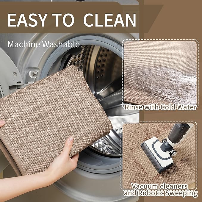 Kitchen Mat Set of 2 PCS, Cushioned Non Slip Rugs for Kitchen Floor, Absorbent Runner Comfort Standing Mats Washable for Kitchen,Floor，Office, Home （Brown 17x30+17x59）