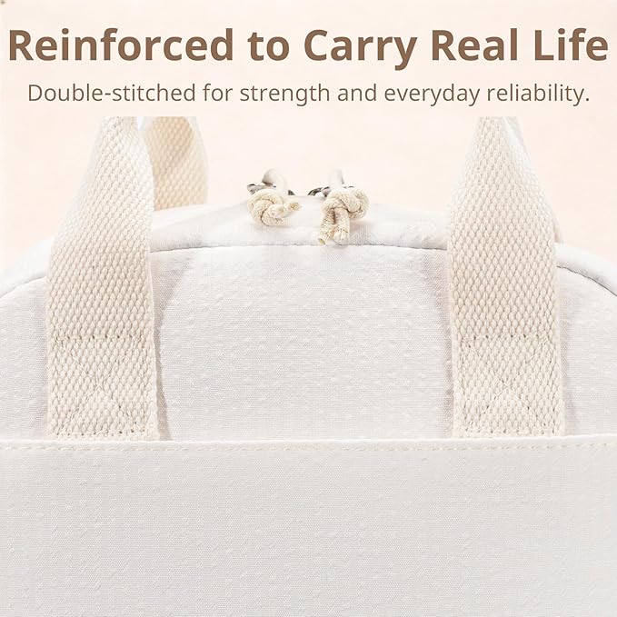 LOVELYWIND Insulated Lunch Bag for Women, Reusable Striped Lunch Box Cooler Bag with Large Capacity, Durable Lunch Tote for Work