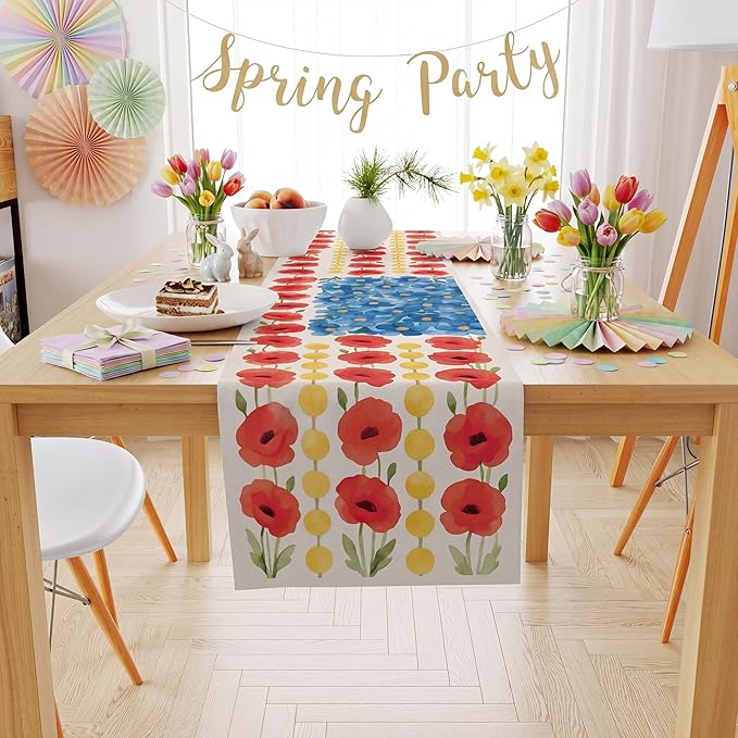 OHOME 250th Anniversary Decorations - Summer Table Runner for Easter Spring | Patriotic American Flag Table Decor for America Anniversary USA Merchandise 4th of July Decorations Home Indoor Outdoor