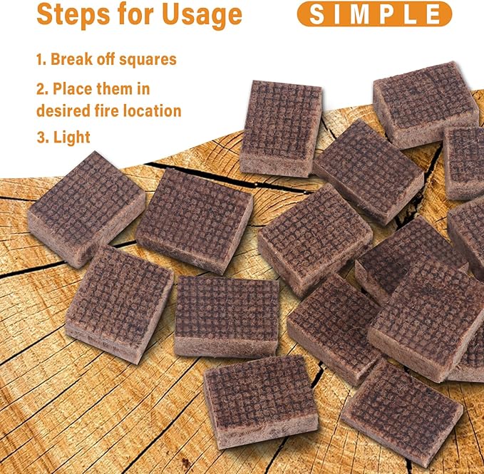 HGD Fire Starter, Mini Natural Fire Starters for Campfires, BBQ Grill, Charcoal Chimney, Outdoor Pit, Indoor Fireplace, Wood Stove - Water Resistant Firestarter Sticks - Camping Accessories Essentials