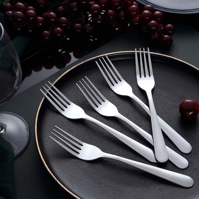 Unokit 24-Piece Stainless Steel Dinner Forks Silverware - 7.1 Inch Silver Dinner Forks Set of 24, Forks Set, Flatware Forks for Home, Kitchen or Restaurant, Mirror Polished, Dishwasher Safe