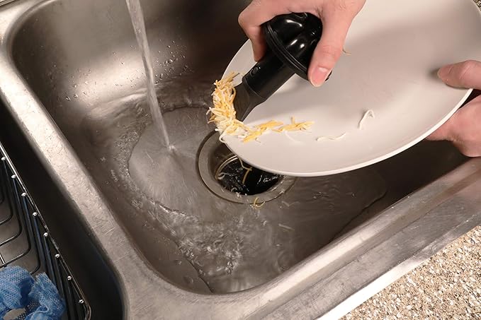 Danco 10761A Disposal Genie II Garbage Disposal Strainer and Stopper, Kitchen Sink Drain Splash Guard with Food Scraper, Red, 1-Pack
