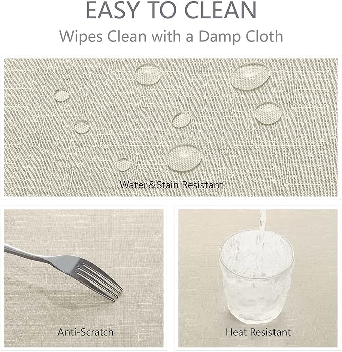 Veblandy Rectangle 8 Feet Tablecloth 60x120 inch Linen Textured Table Cloth Stain and Wrinkle Resistant Washable Polyester, Decorative Table Cover Waterproof for Dining, Buffet and Camping, Beige