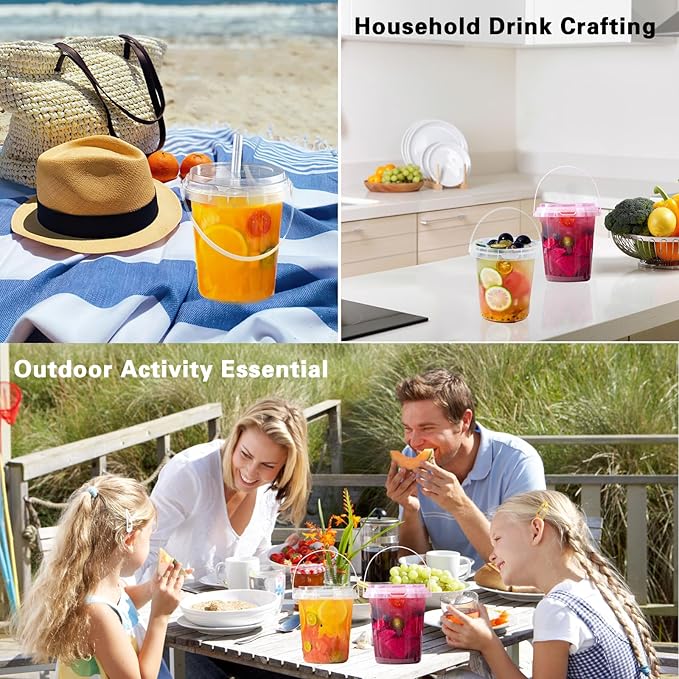 30 Pack 34oz Plastic Cups with Lids and Straws, Disposable Coffee Cups with Lids, Sturdy & Food Safe To Go Cups for Cold & Hot Drinks/Smoothies, Fruit Drinks Cups for Summer Beverages, Bar/Beach Party