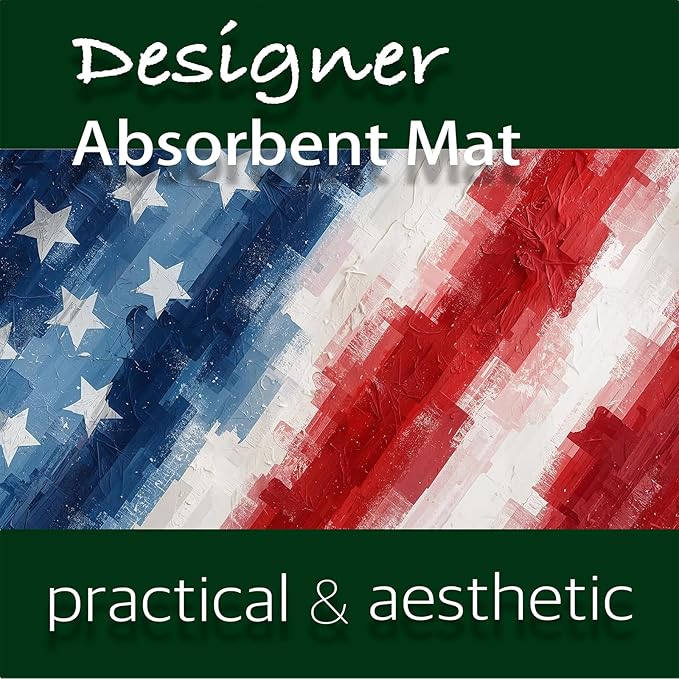 250 anniversary usa American Flag Dish Drying Mat: 12"x20" Patriotic Absorbent Drying Pad, Non-Slip Kitchen & Bar Mat for 4th of July, Memorial Day Home Decor, Retro Vintage Kitchen Counter Protector