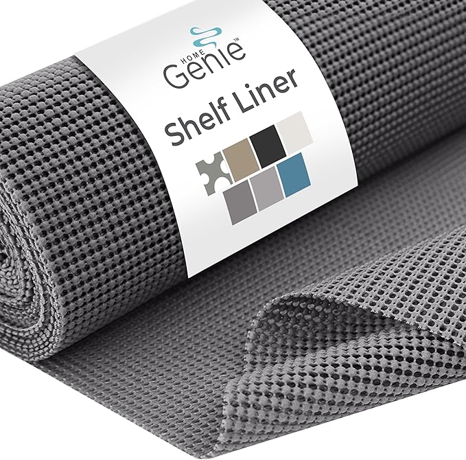 HOME GENIE Shelf Drawer and Cabinet Liner, Durable with Strong Grip, 20 in x 20 FT, Non Adhesive Liners Protect Kitchen Cabinets and Cupboard, Pantry, Bathroom Drawers and Shelves, Desks, Slate Gray