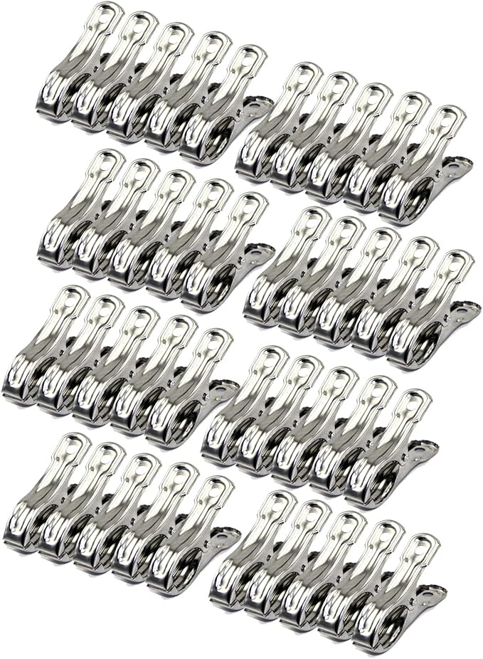 40 PCS Garden Clips, 2.1" Clothes pins,Heavy Duty Stainless Steel Greenhouse Clamps, Greenhouse Clips for Netting, Fix Plant Cover Shade Cloth Netting Tarp, Tight Grip Garment Clips