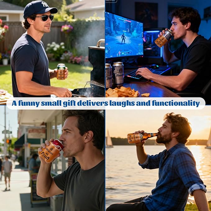 Fathers Day Gifts for Dad from Daughter Son,Funny Mens Gifts for Him Men Boyfriend Husband Birthday Gag Cool Retirement Gift Ideas for Grandpa,Leather Can Cooler Christmas Stocking Stuffers