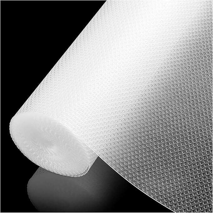 100% EVA Shelf Liner for Kitchen Cabinet, 20" x 240" Drawer Liners Non Adhesive Non Slip Waterproof Plastic Paper, Dresser Pantry Bathroom Refrigerator Protector, Clear