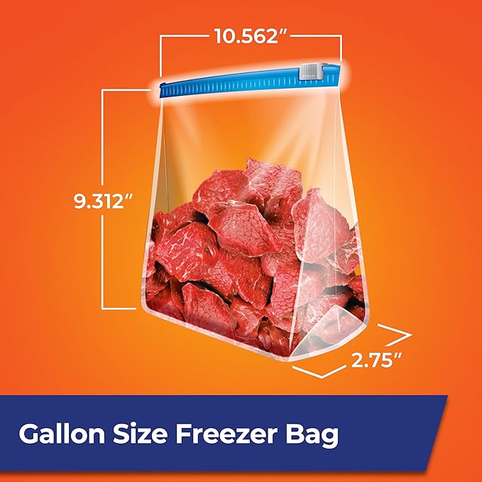 Hefty Slider Freezer Kitchen Storage Bags, Gallon Size, 56 Count (Pack of 4)