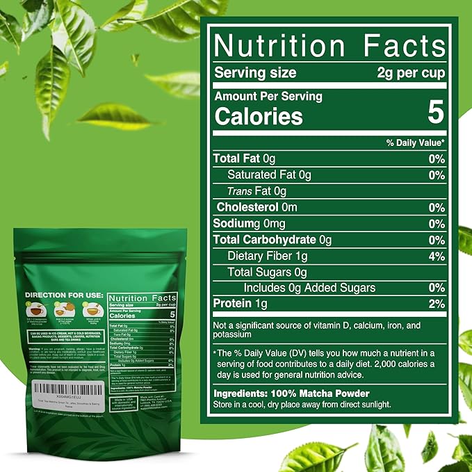 Organic Matcha Green Tea Powder (4-Oz) – Certified USDA Organic Powder for Matcha Latte, Tea, and Smoothies –Non-Gmo, Antioxidant Rich Fruit Tea by Total Tea
