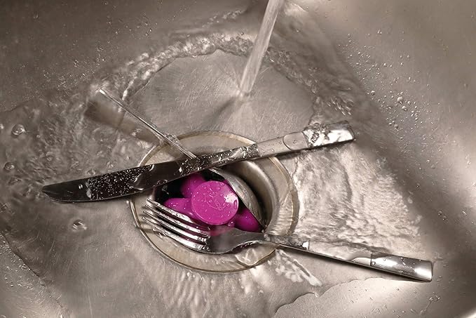 Danco 10761A Disposal Genie II Garbage Disposal Strainer and Stopper, Kitchen Sink Drain Splash Guard with Food Scraper, Red, 1-Pack