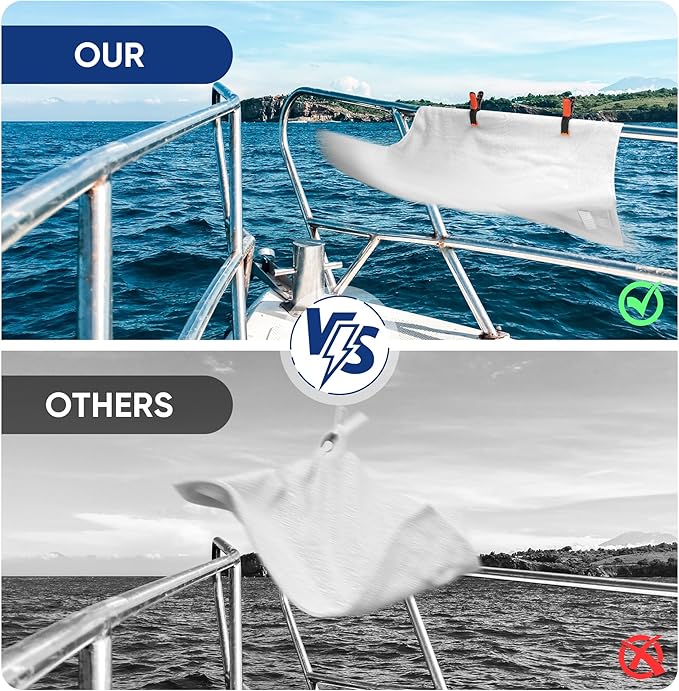 8 Pack Marine Boat Rail Towel Clips-Pontoon Boat Accessories-Storm Proof &Dual Locking Technology Pontoon, Purpose Towel Clips for Boat, Chairs, Camping, Fishing, Tarps