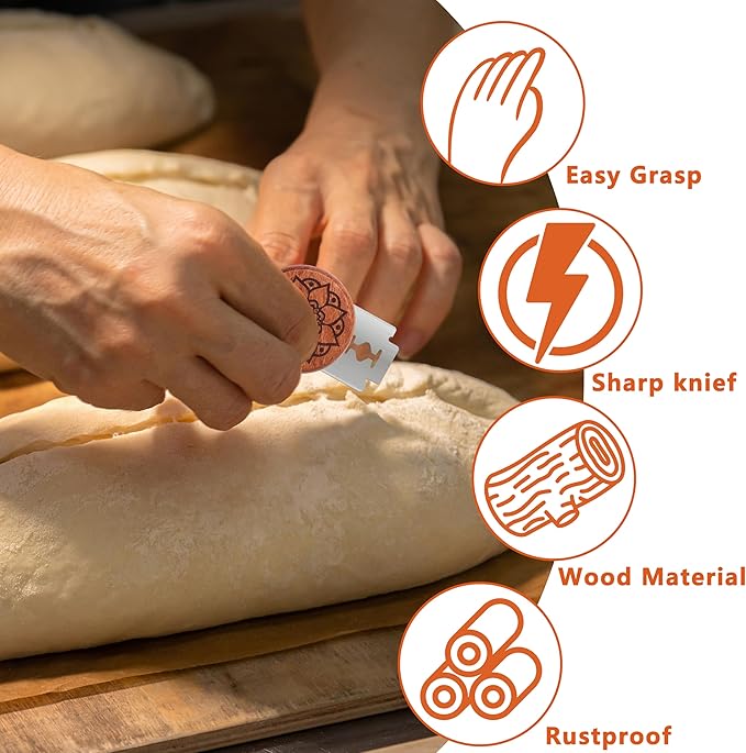 UFO Bread Lame Cutter for Homemade Sourdough,Bread Scorer Tool for Sourdough with 5 Blades and Storage Cover,Slashing Tool Bread Cutting Knife for Artisan Bread and Baguette Makers,Lotus