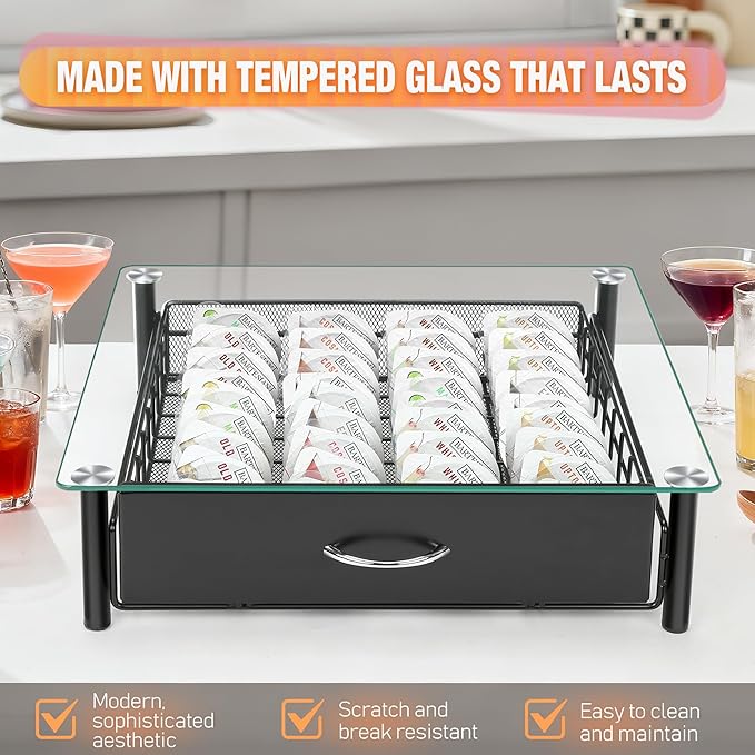 Cocktail Beverage Storage Drawer for Bartesian Capsules, Cocktail Pod Holder Organizer for Bartesian Cocktail Machine Compatible with BEV by Black & Decker Cocktail Machine, Holds Up to 36 Capsules
