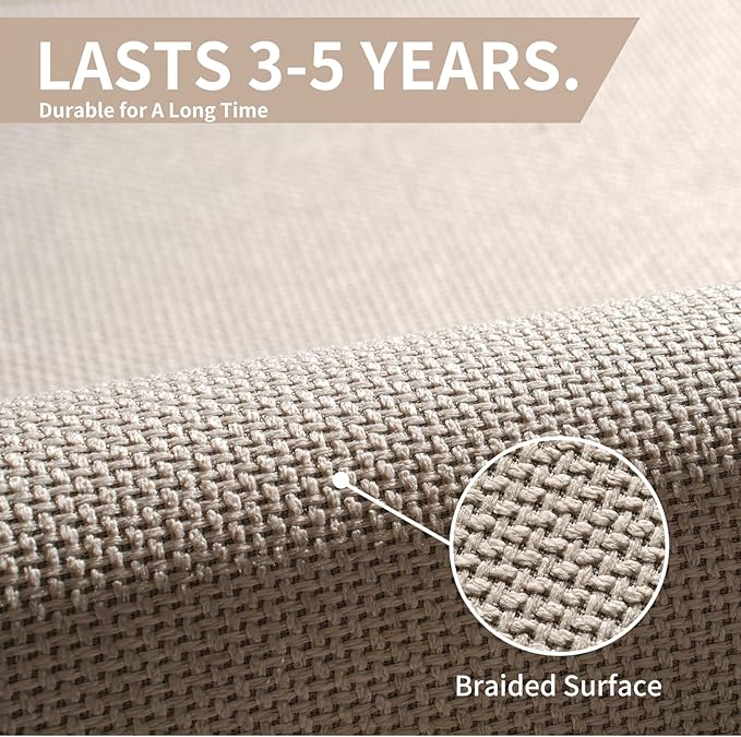 Kitchen Mats for Floor, Super Absorbent Kitchen Rugs Non Slip Washable, Soft Imitation Linen Braided Kitchen Runner Rug, Standing Mat Kitchens Sink Mat, Easy to Clean, Beige 17x47