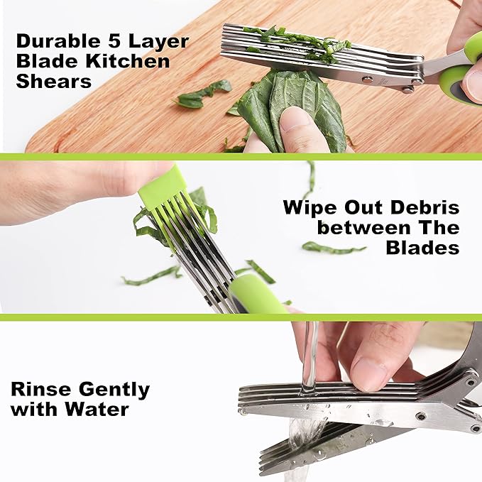 LUVCOSY Herb Keeper Set: 3 Pack Herb Saver+1 Pack Herb Scissors+2 Pack Herb Stripper, BPA-Free Plastic Herb Container for Cilantro, Mint & Asparagus, Keeps Fresh Herbs for 3 Times Longer