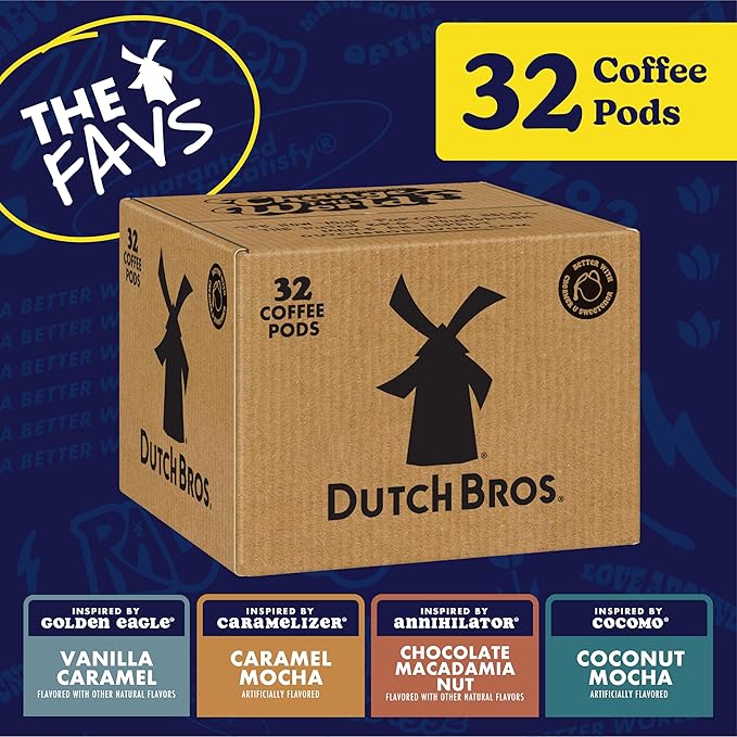 Dutch Bros® Flavored Coffee Variety Pack, 32 Count, Medium Roast, Single Serve Coffee Pods for Keurig K-Cup Brewers