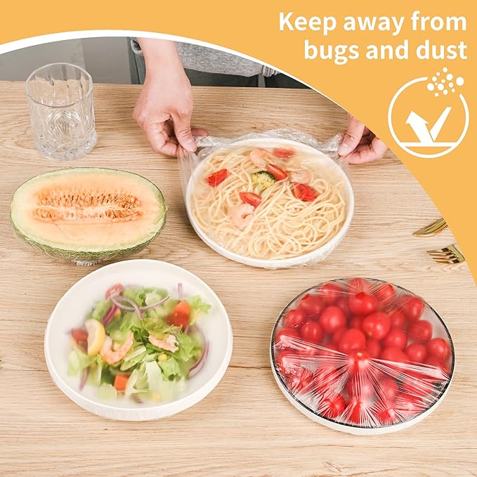 100 Bowl Covers Shower Caps for Sourdough Bread Proofing Large Elastic Reusable Plastic Wrap for Food Storage Baking Rising Meal-Prep Fermentation BPA-Free Keep Food Fresh
